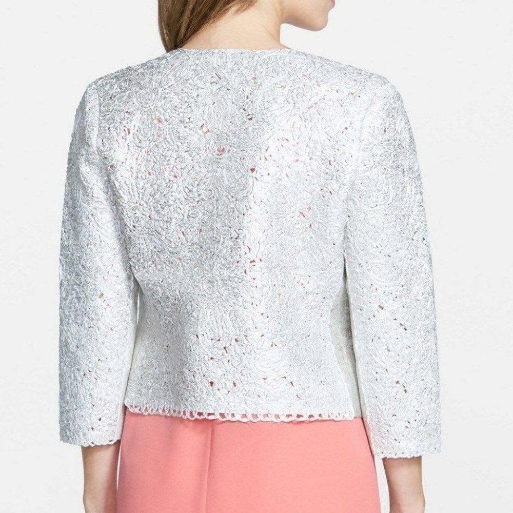 NIC + ZOE New JACKET Shimmered Metallic Lace Topper Cover Women's - Picture 4 of 10